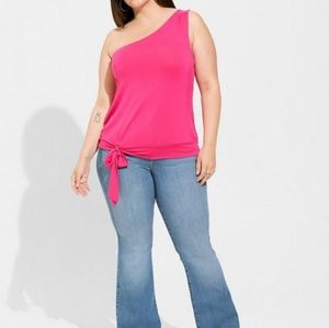 Torrid plus tie front one shoulder tshirt, 3XL, pink
